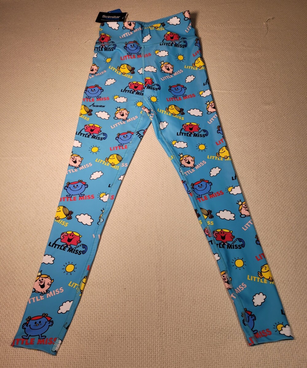 Mr Men Little Miss The Girls Leggings Womens XS Scimitar Cartoon Blue Sky Print